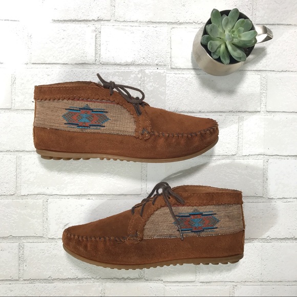 Minnetonka Shoes - Brown Hippy Boho Leather Tribal Ankle Booties